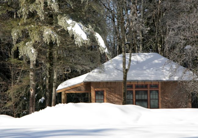 Schelling Studio in winter surrounded by deep snow